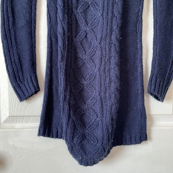 Pink rose navy blue chunky cable knit ribbed knitted crew neck Tunic sweater S - Picture 6 of 17